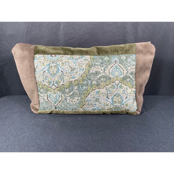 Handmade Bag, Created with Velour and Tapestry Fabric, Unique Clutch, Pouch - Picture 2 of 6